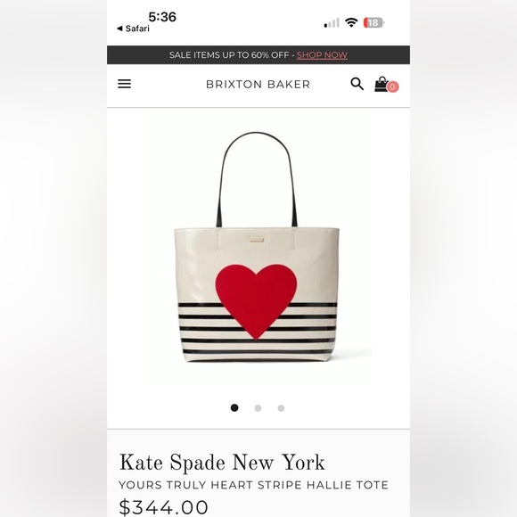 Kate Spade Yours Truly Heart Tote ♥️ ♠️ - Picture 5 of 14
